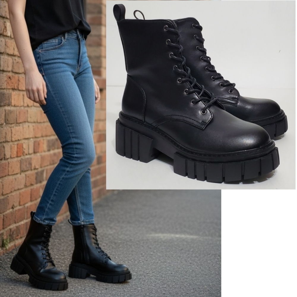 New Madden girl Philly chunky combat ankle boots black block heel platform y2k